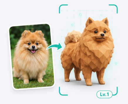 A real dog becoming a Petchi virtual pet after a camera scan